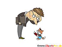 Mann und Katze mit Büchern Bild, Clipart, Illustration