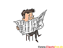 Nachrichten in der Zeitung lesen Clipart, Illustration, Bild