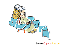 Oma in der Rente Cartoon, Clipart, Bild, Illustration