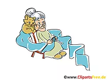 Oma in der Rente Cartoon, Clipart, Bild, Illustration