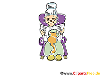 Oma liest Zeitung Cartoon, Clipart, Bild, Illustration