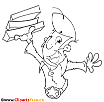 Pizzaboy, Pizzazusteller Clipart schwarz-weiss