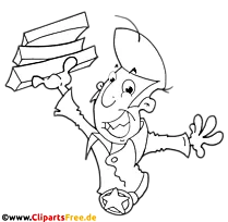 Pizzaboy, Pizzazusteller Clipart schwarz-weiss