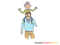 Vater trägt den Sohn auf Schultern Clipart, Illustration, Bild