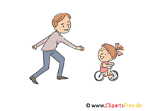Vater und Kind auf dem Fahrrad Clipart, Illustration, Bild