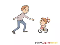 Vater und Kind auf dem Fahrrad Clipart, Illustration, Bild