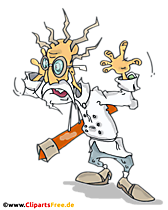 Verrückter Professor Cartoonfogur aus dem Comicbuch