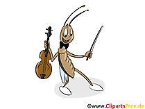 Grille mit Geige Clipart, Bild, Illustration