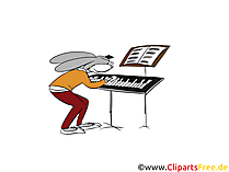 Hase spielt Klavier Cartoon, Clipart, Bild, Illustration