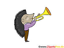 Igel spielt Trompete Bild, Clipart, Illustration