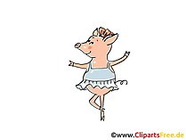Schweinchen Ballerina Cartoon, Clipart, Bild, Illustration