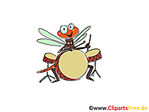 Trommel spielen Comic, Cartoon, Clipart, Bild, Zeichnung, Illustration gratis