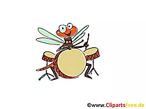 Trommel spielen Comic, Cartoon, Clipart, Bild, Zeichnung, Illustration gratis