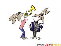 Trompete und Akkordeon spielen Clipart, Bild, Illustration