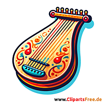 Clipart de cítara sobre el tema de los instrumentos musicales.