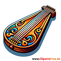 Imagen de instrumento musical cítara con fondo blanco.