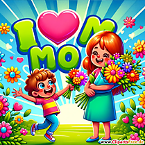 Bild zum Muttertag - Sohn mit Mutter
