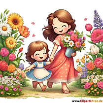 Clipart zum Muttertag - Mutter und Tochter