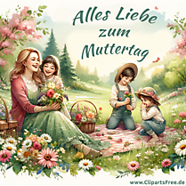Familie feiert Muttertag kostenlose Grusskarte