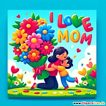 تصویر کارت تبریک I love mom clipart, image
