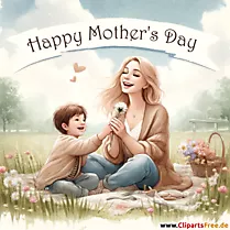 Bonne fête des mères, fils et mère Image PNG