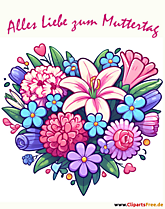 Lykønskningskort til mors dag med buket blomster