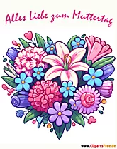 Carte de voeux pour la fête des mères avec bouquet de fleurs