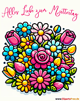 Cartão de Dia das Mães com flores e lindas letras