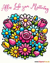 Karte zum Muttertag mit Blumen und schöner Schrift