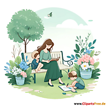 Isječak mama s djecom u parku za Majčin dan besplatno