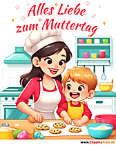 Mutter mit Kind in der Küche - Bild zum Muttertag