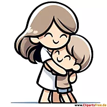 Clipart de mãe com filho para o Dia das Mães