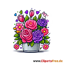 फूलों का सुंदर गुलदस्ता क्लिप आर्ट, चित्र, चित्रण