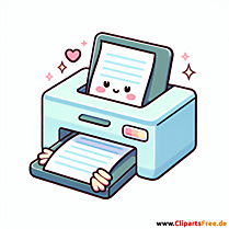Drucker mit Papier Clipart - Bilder zum Thema Bürobedarf