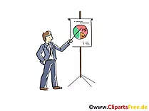 Clipart eine Figur präsentiert auf einem Whileboard