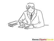 Clipart schwarz-weiss Mann am Schreibtisch