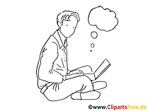 Cliparts schwarz-weiss Mann mit Laptop
