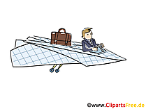 Dienstreise mit Flugzeug Clipart, Grafik, Bild, Cartoon
