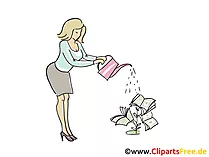 Elegante Frau giesst Clipart Büroarbeit
