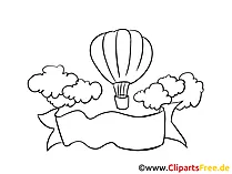 Flug mit Luftballon Clipart, Bild, Zeichnung