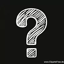 Question marks drawn with chalk on the black board clipart