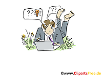 Freelancer arbeitet am Laptop Clipart, Grafik, Bild