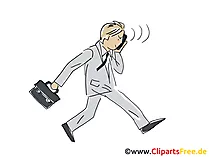 Geschäftsmann läuft und spricht per Handy Clipart, Bild