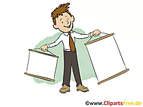 Geschaeftsmann mit leerem Plakat Clipart, Bild, Grafik