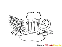 Image de chope de bière, illustration, clipart, graphiques noir et blanc