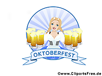 Dievča pije pivo na Oktoberfeste, obrázok, klipart