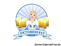 Dívka pije pivo na Oktoberfestu, obrázek, klipart