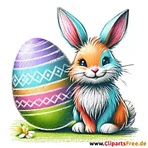 Clip art Easter bunny and Easter egg
