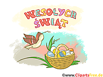 Bunte schöne Karte zu Ostern auf Polnisch