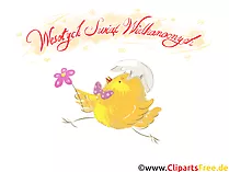 Gelbes Küken mit Blume - Ostern Grusskarte auf Polnisch